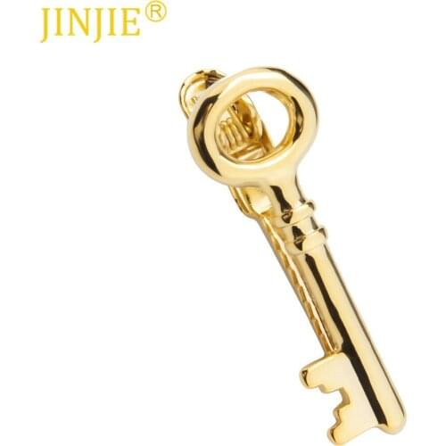 Fashion Golden Key Shape Metal high quality Mens Business Casual Tie Pin Korean Tie Clip France Men Tie Jewelry Gift