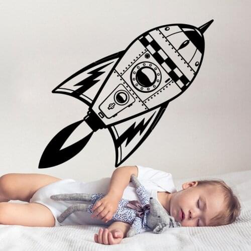 Cartoon Mini-Ariane Rocket Wall Sticker Kids Room Boy Room Spacecraft Dream Space Rockets Wall Decal Bedroom Vinyl Home Decor