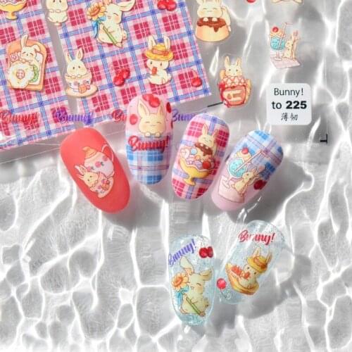 Funny Bunny Nail Stickers Japanese Stickers 5d Nail Art Decorations Rabbit Sticker Manicure Cute Anime Transfer Slider For Nails