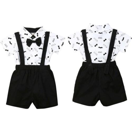 Newbron Baby Boy Formal*Party*Wedding* Bow Tie Romper Bodysuit Bib Short Pants Clothes 0-24M