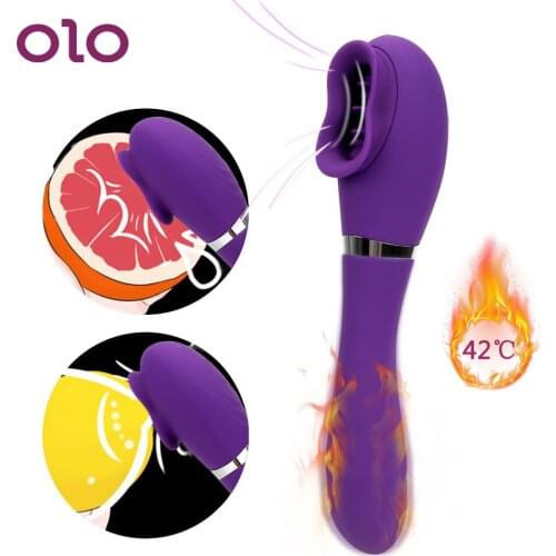 OLO Tongue Vibrator Heating Oral Licking Nipple Sucker 10 Speeds G-spot Clitoris Stimulator Sex Toys for Women Masturbator