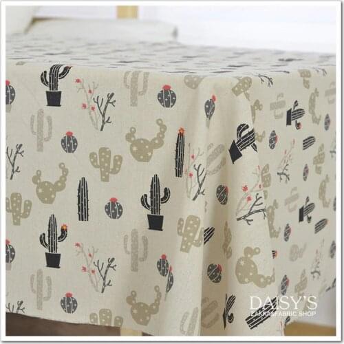 New arrival 100*135cm printed desert cactus linen fabric by meter DIY sewing upholstery home decor linen fabric