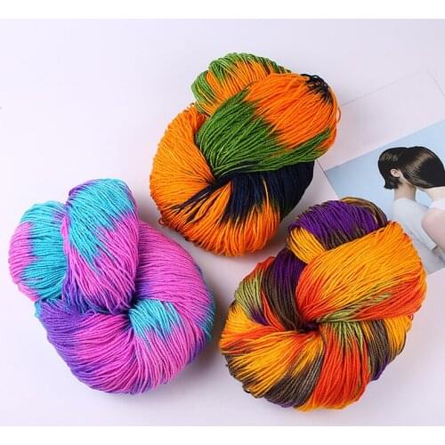 Rainbow Segment Dyed Yarn Hand Knitted Thick Baby Soft Wool DIY Crochet Knitting Crochet Shawl Scarf Thread Sofa Cake