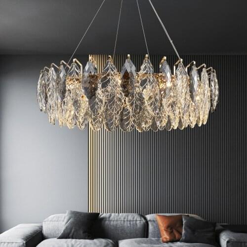 K9 Crystal Luxury LED Chandelier Lighting High-end Leaf-shaped Dining Living Room Modern Hanging Lamp Bedroom Villa Home Fixture