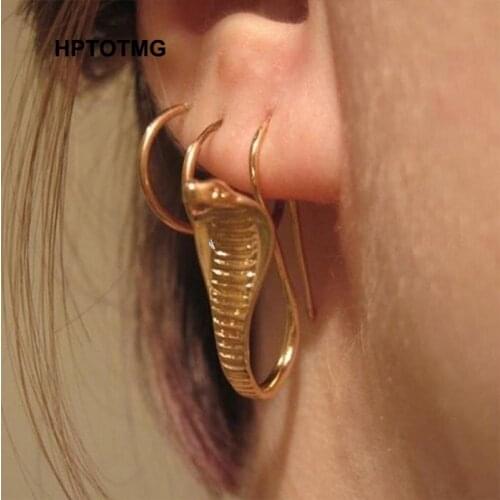 Egyptian Cobra Drop Earrings For Women Vintage Silver Plated Jewelry Hip Hop Gothic Punk Snake Finger Rings 2021 Trend BFF Gifts