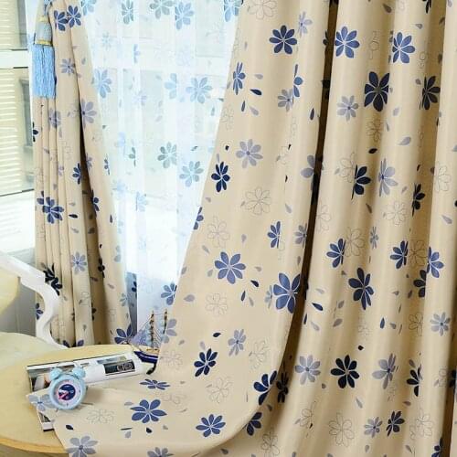 Pastoral Style Flower Printing Finished Curtain High-end Blackout Curtain Thickened Short Shade Curtains for Living Room Bedroom