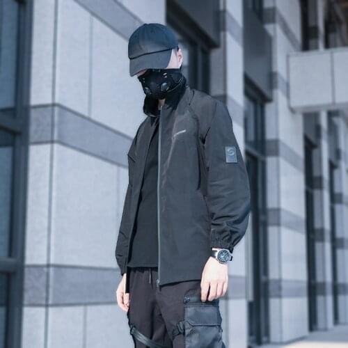 SILENSTORM Techwear Black Coach Jacket Windprood Water Resistant Oversized Hip Hop Style Fashion