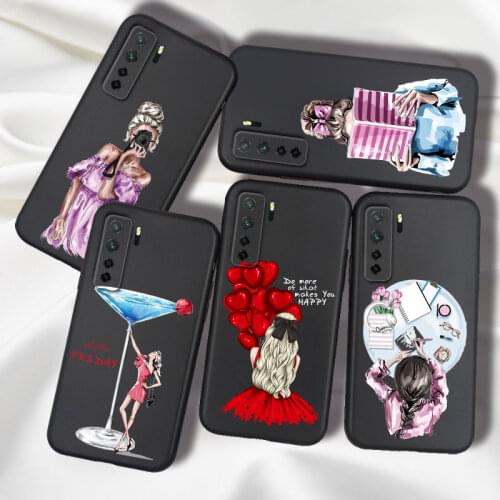 Fashion Lady Case For Huawei P40 Pro Lite E P30 P20 Pro Lite P Smart 2021 2019 Z Case Silicone Back Cover on Honor 20S MAR-LX1H