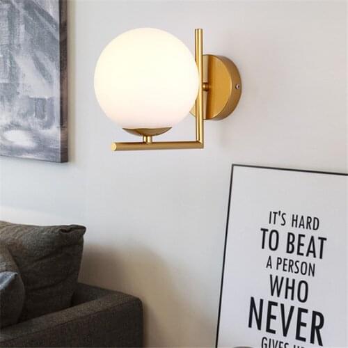 Modern Glass Ball Wall Lamps Nordic Led Bedroom Mirror Light Fixtures Indoor Bedside Lamp for Home Decor Corridor Luminaire E27