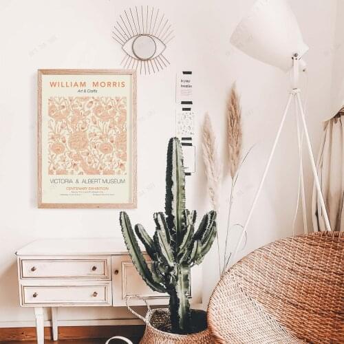 William Morris - Soft Orange Pastel Color Printable Art Exhibition Printable Poster, Digital Download