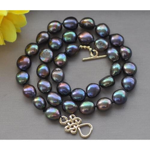 Z10923 18"~100“ 12mm Baroque Peacock-Black Baroque Pearl Necklace