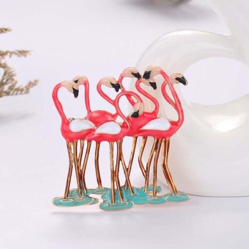 Enamel Flamingo Birds Shape Brooches Pins For Women Girl Office Party Clothes Accessories Casual Brooch Pins Jewelry Gifts