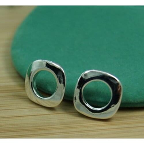 925 Sterling Silver Square Round Stud Earrings For Woman Wedding Engagement Fashion Party Charm Jewelry Best Gift