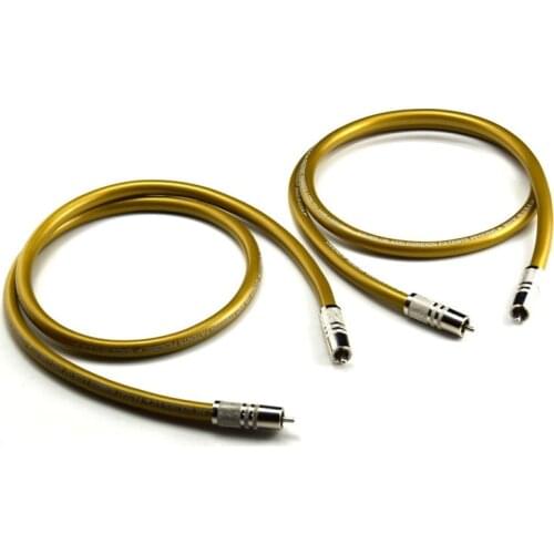 1 Pair Gold Hifi Cardas RCA Cable Pure OCC HIFI RCA Interconnect Cable For Home Theater DVD TV Amplifier CD Soundbox