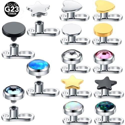 1Set 14G G23 Titanium Micro Dermal Anchor Base with Gem Top Micro dermal Piercings Piercing Titanio Kit Piercings Body Jewelry
