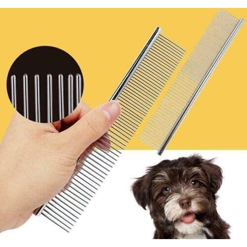1PCS Dog Comb Long Thick Hair Fur Removal Brush Stainless Steel High Quality Pets Dog Cat Grooming Combs for Shaggy Dogs Barber