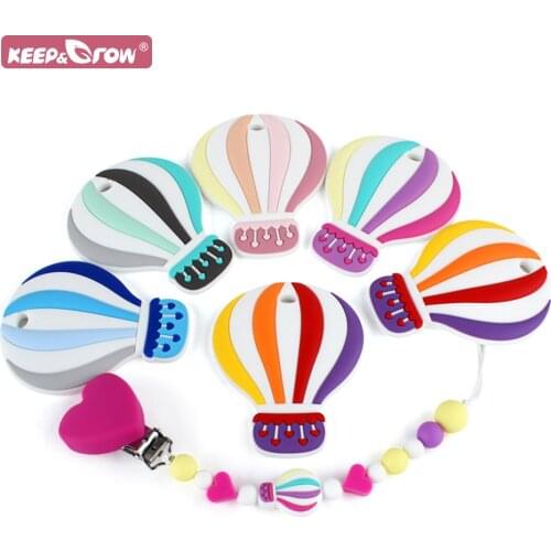 Silicone Baby Teether Hot Air Balloon Shape 1Pcs BPA Free Newborn Teething Molar Product Baby Bead Teether Making Pacifier Chain