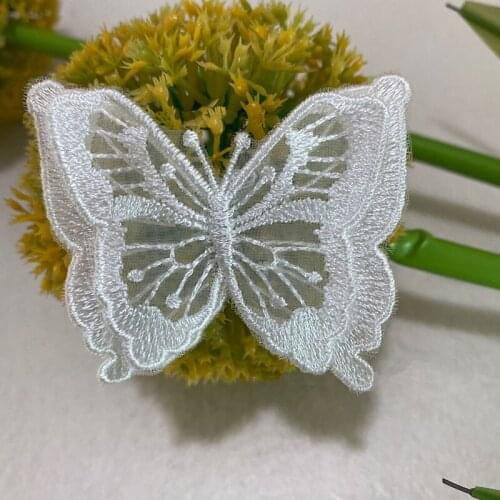10 PCS 3D butterfly Lace Applique Organza DIY Clothes Patch Embroidery Jeans Applique Craft Clutch Bag denim jacket necklace