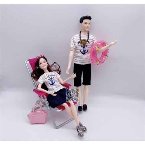 11.5 inch fashion doll couple family combination package dad/mom/swimming ring/beach chair child birthday gift plastic toy