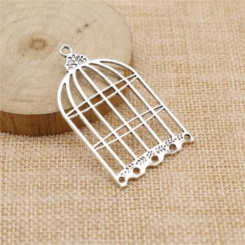 Free shipping 13pcs 52x31mm antique silver birdcage charms diy retro jewelry fit Earring keychain hair card pendant accessories