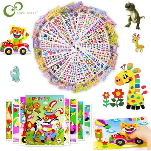 15Pcs 3D Puzzle EVA Foam Cartoon Stickers Handmade Paste Painting Puzzle Toys Random Color Kids Children Girl Boy Toys Gifts YJN