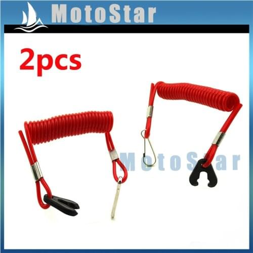 2pcs Red Safety Tether Lanyard Cord For Stop Kill Switch Jet Ski Boat Yamaha Raptor Banshee Blaster ATV Quad 4 Wheeler