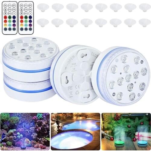 4/2pcs Underwater Light Waterproof Pool Lights LED Light with Remote Control (RF) 16 Colors RGB LED Light for Aquarium Vase Pool