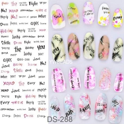 5pcs Mixed Nail Stickers Black Letter Lips Nail Decals Slider DIY Nail Art Decoration Water Sticker Manicure Tips