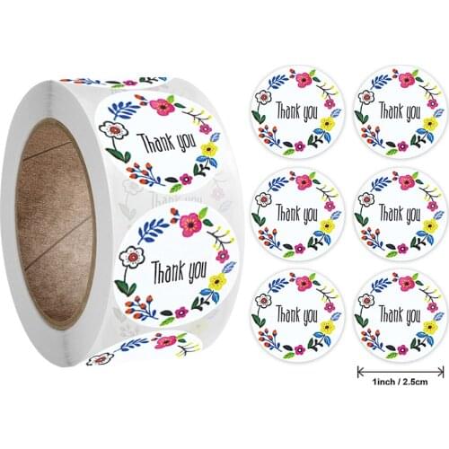 500pcs/roll 2.5cm Cute Wreath Thank You Stickers Christmas Gift Saling Label Decoration Journal Palnner Srtationery Stciker