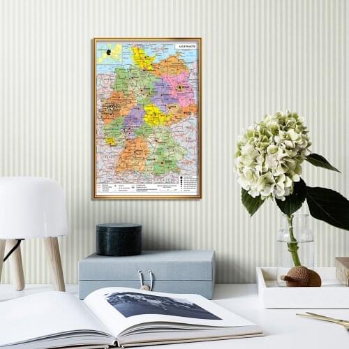 59*42cm The Germany Political Map Transportation Map In French Wall Art Poster Canvas Painting School Supplies Home Decoration