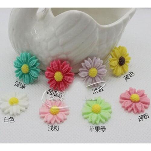 60pcs/lot 8 color optional Daisy Flower Resin Flatback Cabochon Scrapbook DIY Phone Shell /Hair Decoration 21mm 004004055
