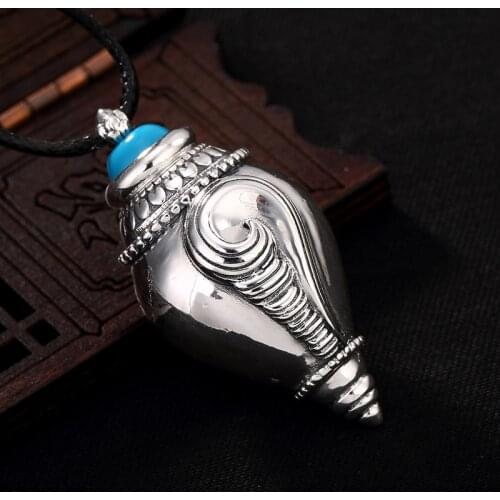990 Silver colour Tibetan Gau Box Pendant vintage silver colour Buddhist Conch Symbol Prayer Pendant Tibetan Six Words Proverb