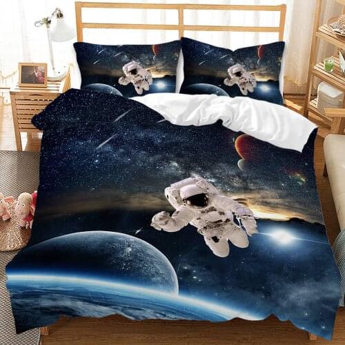 Aggcual Space Nebula series bedding set king size 100% Polyester Astronaut Duvet Cover king size Printed Home textiles kit be125