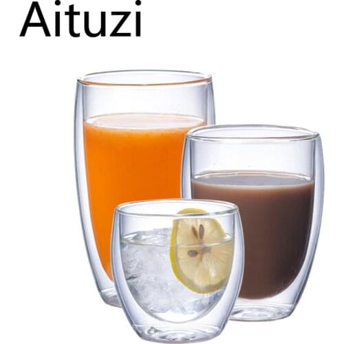 Aituzi Heat-resistant Double Wall Glass Coffe Cup Beer Espresso Coffee Cup Set Handmade Beer Mug Tea Whiskey Glass Cups Drin