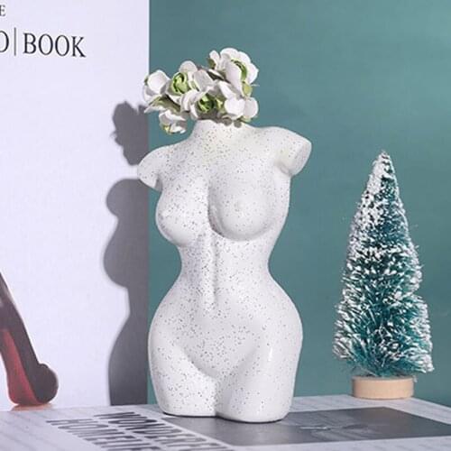 Home Decoration Accessories Flower Arrangement Modern Body Resin Ceramic Vase Creative Flower Pot Desktop Ornaments Crafts Gifts