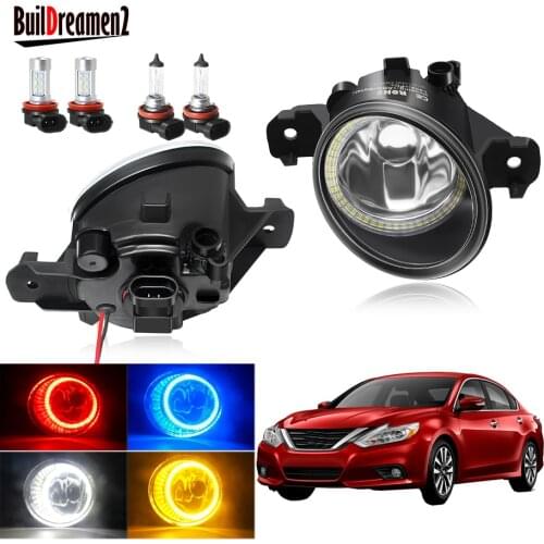 Angel Eye Fog Light Assembly For Nissan Teana 2004-2018 Car Front Bumper Fog Lamp With Halo Ring Daytime Running Light 20W 12V