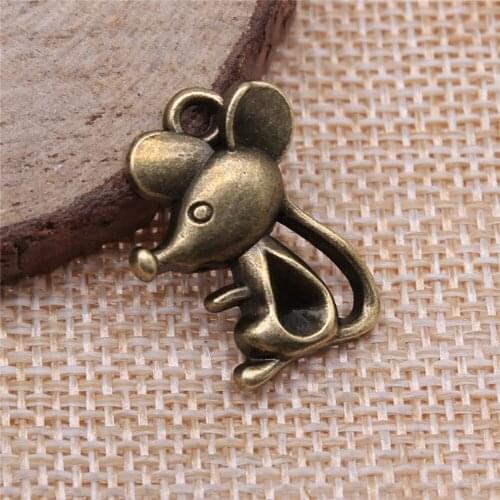 Free shipping 32pcs 24x19mm antique bronze mouse charms diy retro jewelry fit Earring keychain hair card pendant accessories