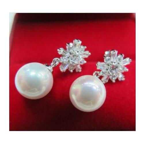 Free shipping >>>>noble jewelry 925 Sterling Silver 9-10 mm Freshwater Pearl Graceful Lady Earrings