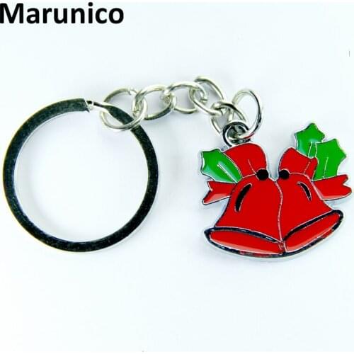 FREE SHIPPING BY DHL 100pcs/lot Metal Jingle Bell Keychains Zinc Alloy Christmas Bell Shaped Keyrings for Gifts