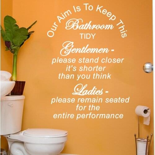 Large Keep This Bathroom Tidy Wall Decal Toilet WC Bath Family House Rules Wall Sticker Vinyl Home Decor