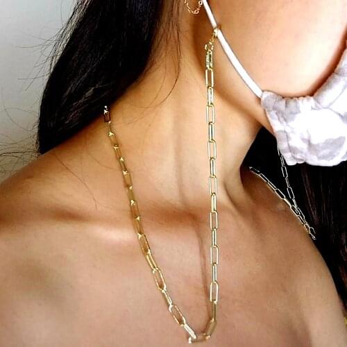 Fashion Stainless steel personalized gold chain mask hanging chain glasses chain natural freshwater pearl necklace For Women