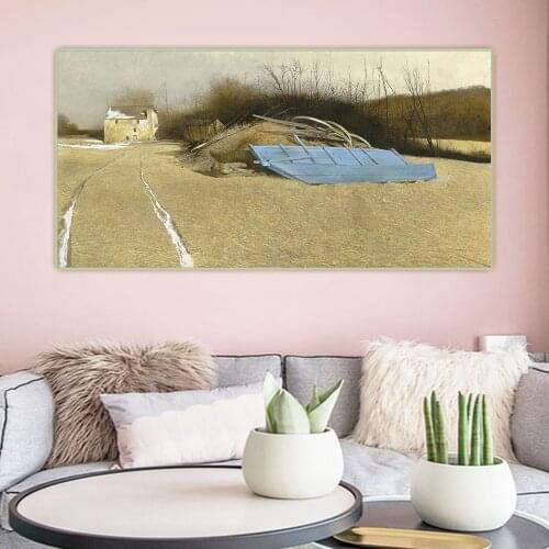 Citon Andrew Wyeth《Flood plain》Canvas Oil Painting Artwork Poster Picture Wall Decor Background Home indoor Decoration