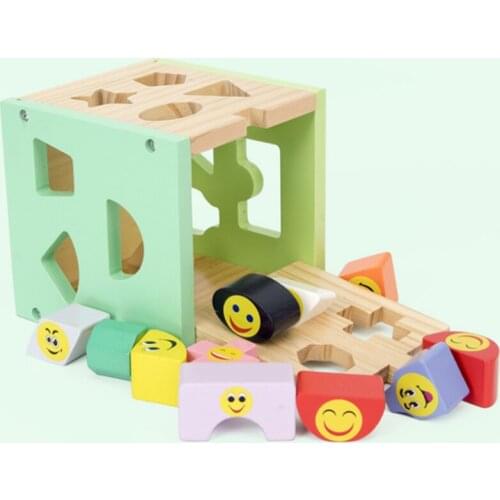 Wooden Classic Multi Shape Sorter Block Box for Kids Wooden Shape Matching Puzzle Montessori Educational Wooden Toys Learning