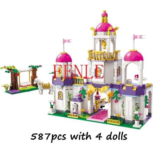 Friend Princess castle Violet Royal Carriag Car Building Blocks Sets Compatible castle Princess toys for girls children