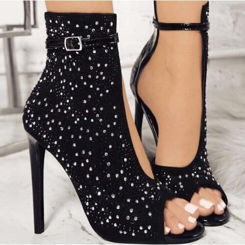European Leg of Foreign Trade Roman Shoes Sexy Stiletto Rhinestone High-Heel Sandals shoes woman sandals