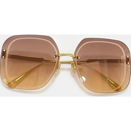 Brand Square Sunglasses Men/Women Colorful Mirrored Luxury Rimless Sun Glasses For Male Female UV400 With Case