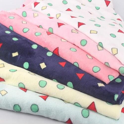 Flannel Fabric Coral Fleece Double Faced Material Geometry Print Pajamas Bath Bubble Home Wear Flannel