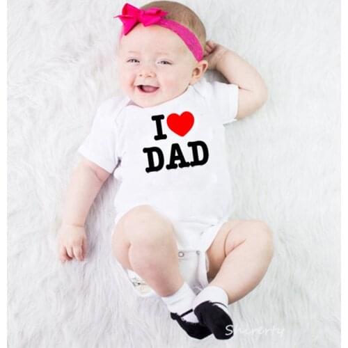 I Love My Dad Letter Cotton Infant Body Short Sleeve Clothing Jumpsuit Baby Boy Girl Bodysuits Kids Bodysuits Clothes