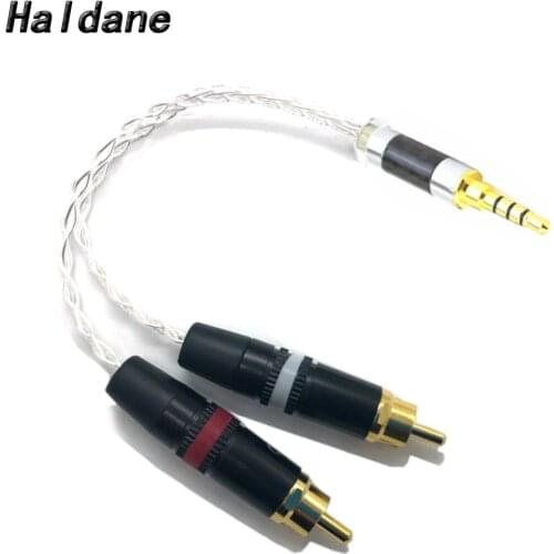 Haldane 3.5mm TRRS Balanced Male to 2 RCA Male Audio Adapter Cable 7N OCC Copper Silver plated Audio Cable