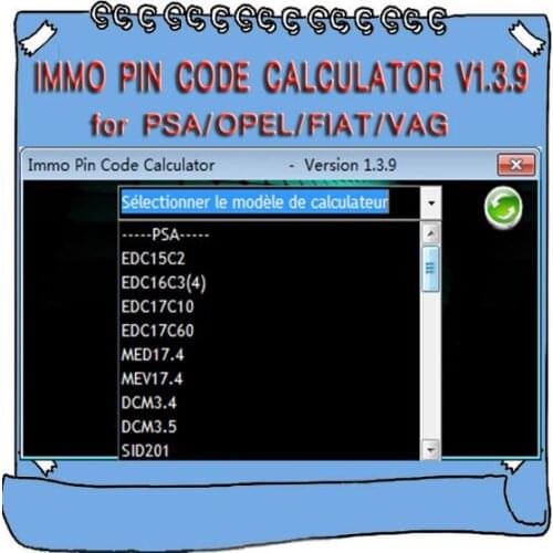 IMMO Pin Code Calculator V1.3.9 for Psa Opel Fiat Vag free ship